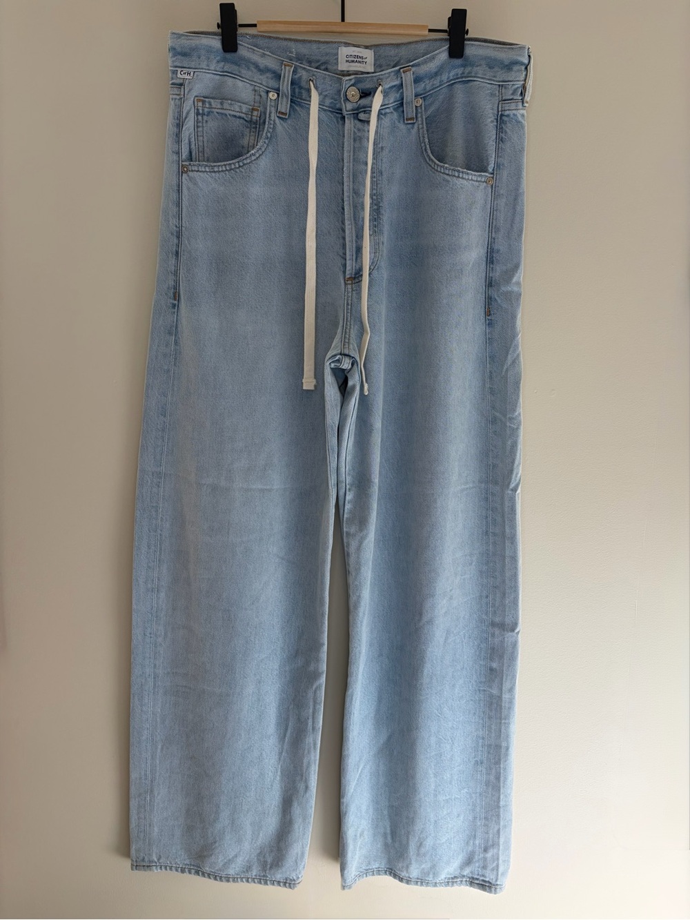 Citizens of Humanity Brynn Drawstring Trouser Wide Leg Jeans Light Blue Size 27